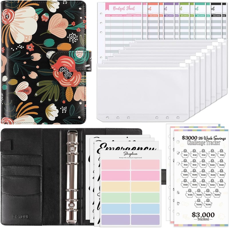 Skydue Budget Binder with 8Pcs Cash Envelopes, 12Pcs Expense Budget Sheets, 2Pcs Challenge Trackers, and Category Labels - Budget Binder & Challenges Book Combo for Saving Money - Image 1
